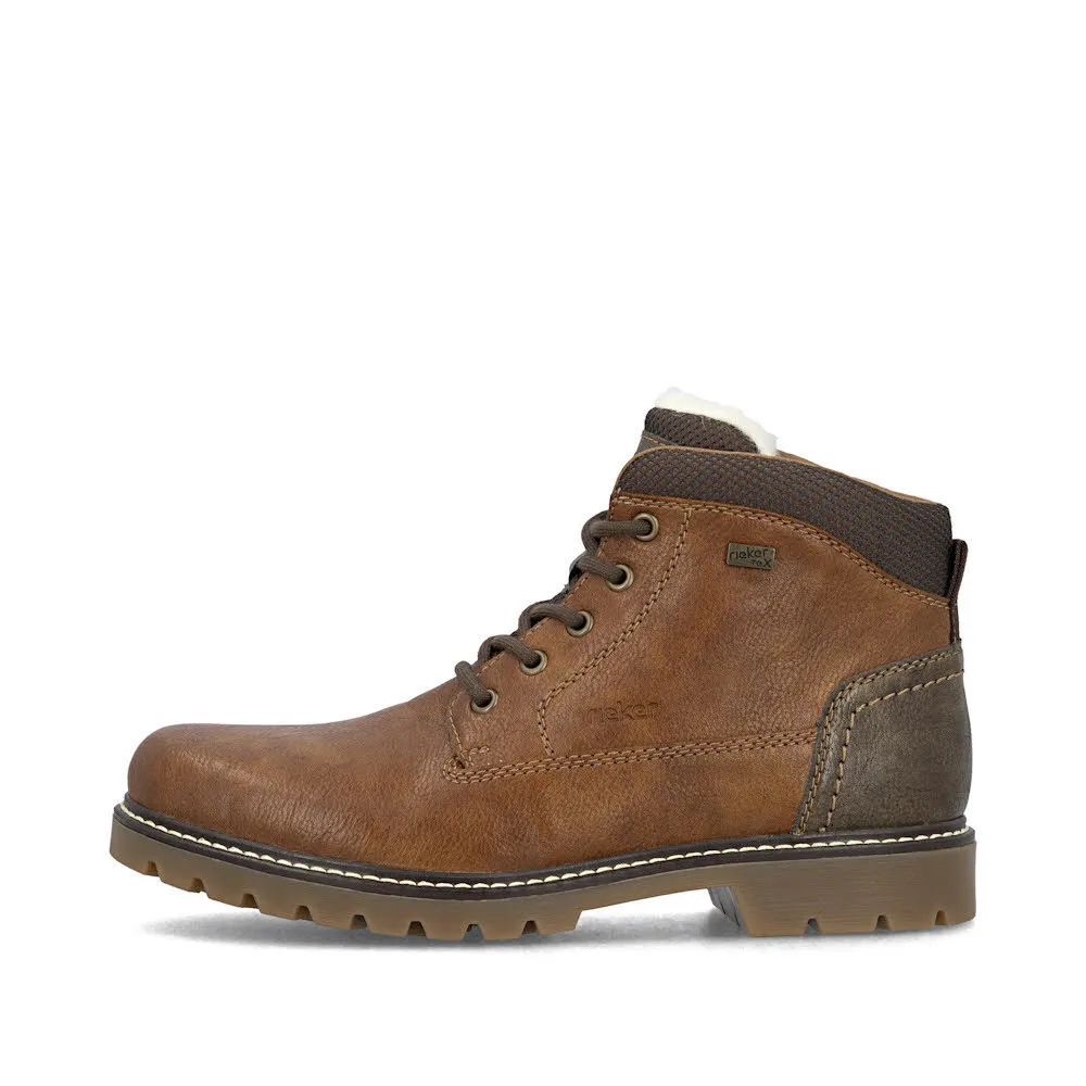 Rieker Herren Schnürstiefel Freizeitstiefel Stiefelette gefüttert braun