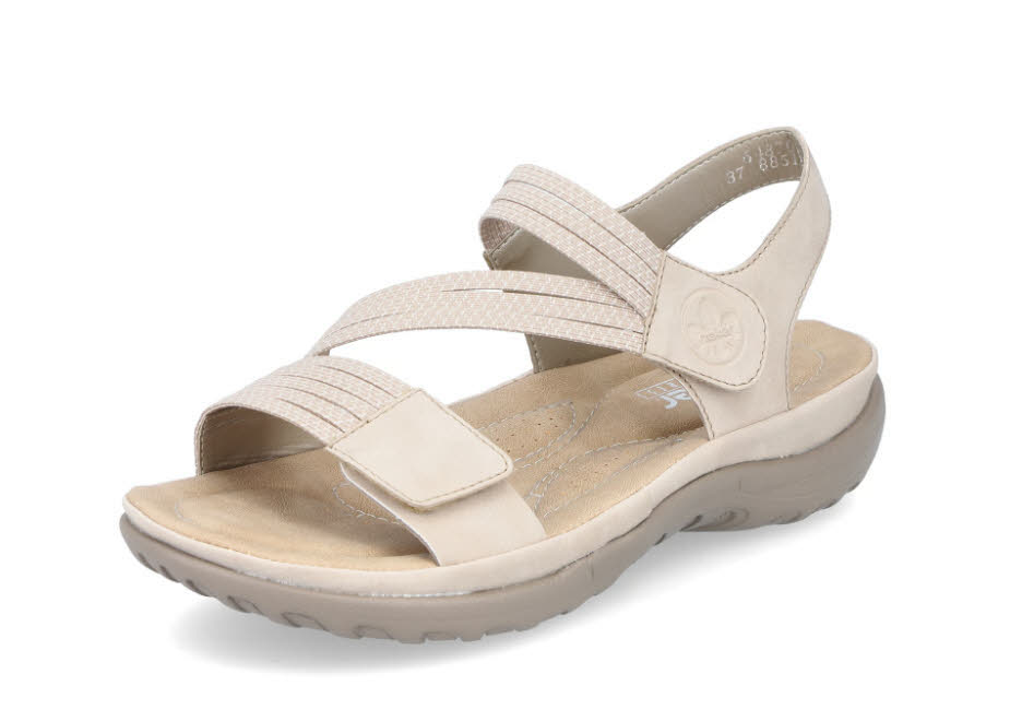 Rieker Damen Sandalen Sandaletten Riemchensandalen hellbeige