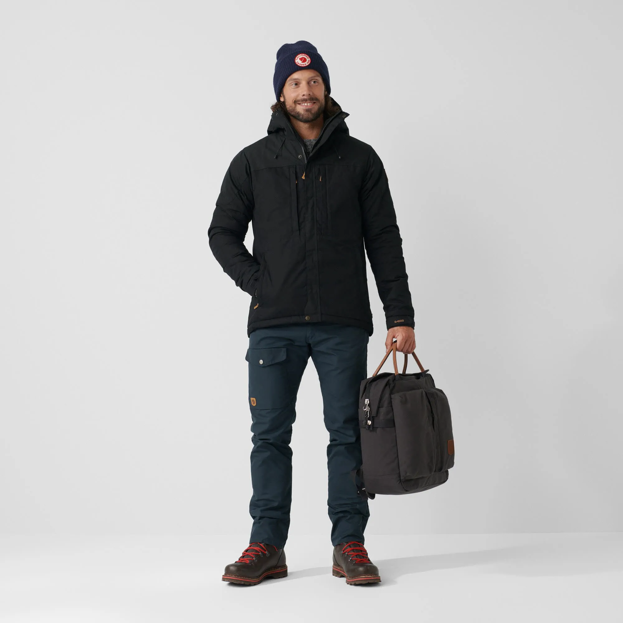 Fjällräven HE Skogsö Padded Jacket Herren Freizeitjacke Langarm Kapuze modisch warm Alltag Freizeit schwarz NEU