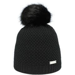 Eisglut Xenal Rewoolife Damen Strickmütze Bommelmütze schwarz