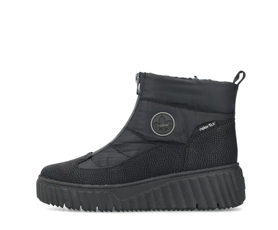 Rieker Damen Stiefelette Slipper gefüttert Kurzstiefel asphaltschwarz