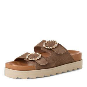 Tamaris Damen Pantoletten Hausschuhe braun