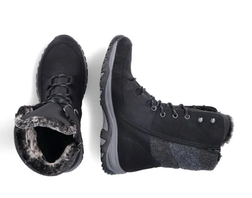 Rieker Damen Stiefelette Schnürstiefel Schnürer Gefüttert Winterboots schwarz