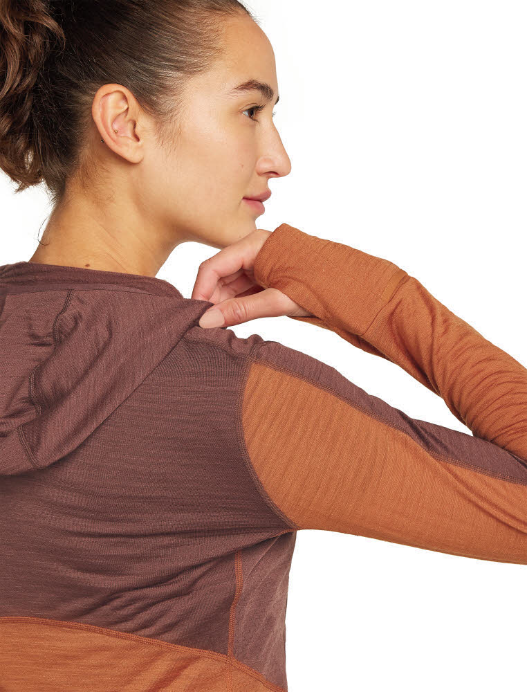 Icebreaker Merinomix 200 Realfleece™ Descender Zip-Hoodie Fleecejacke Damen braun