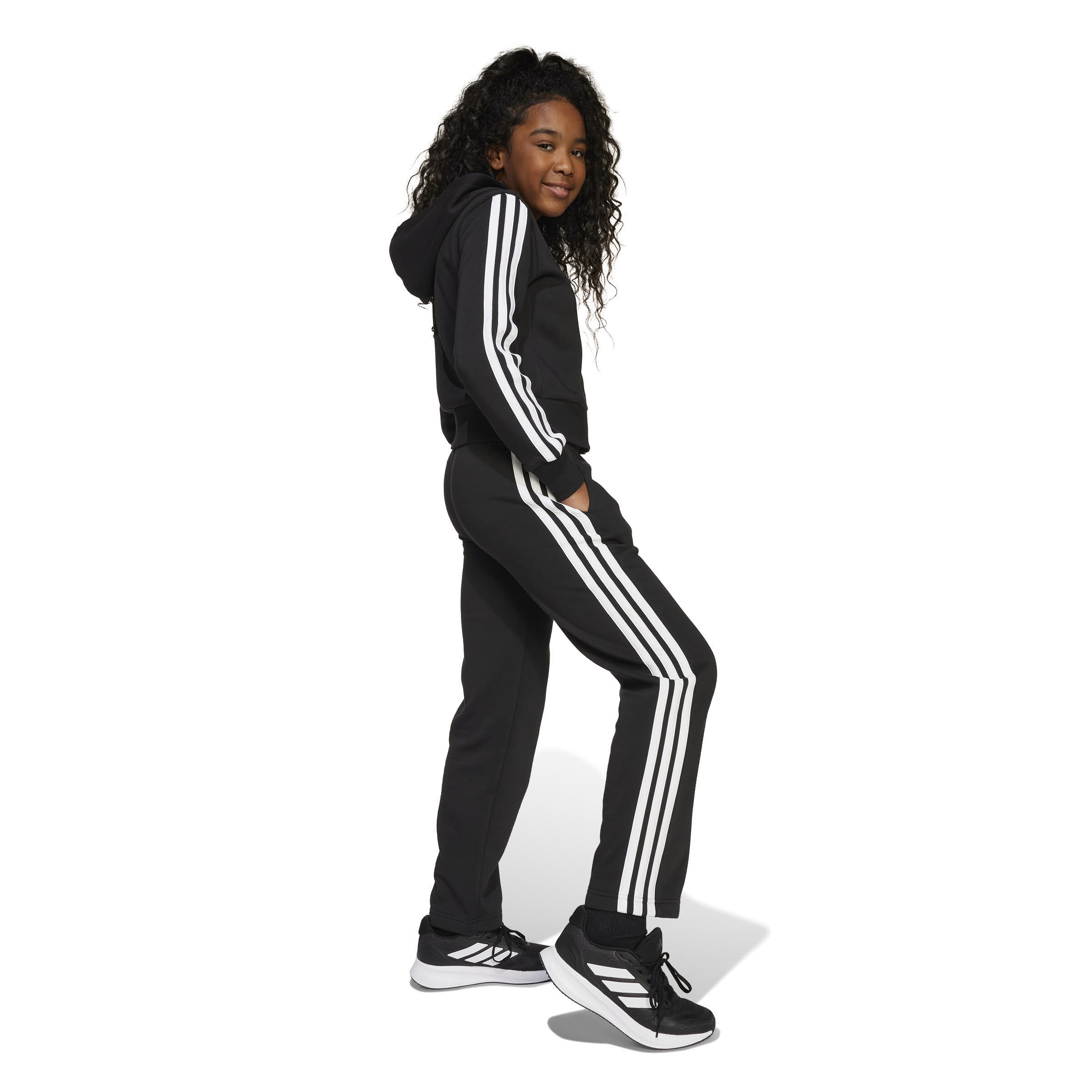 Adidas JG 3S FL TS 240 Kinder Trainingsanzug schwarz/weiß