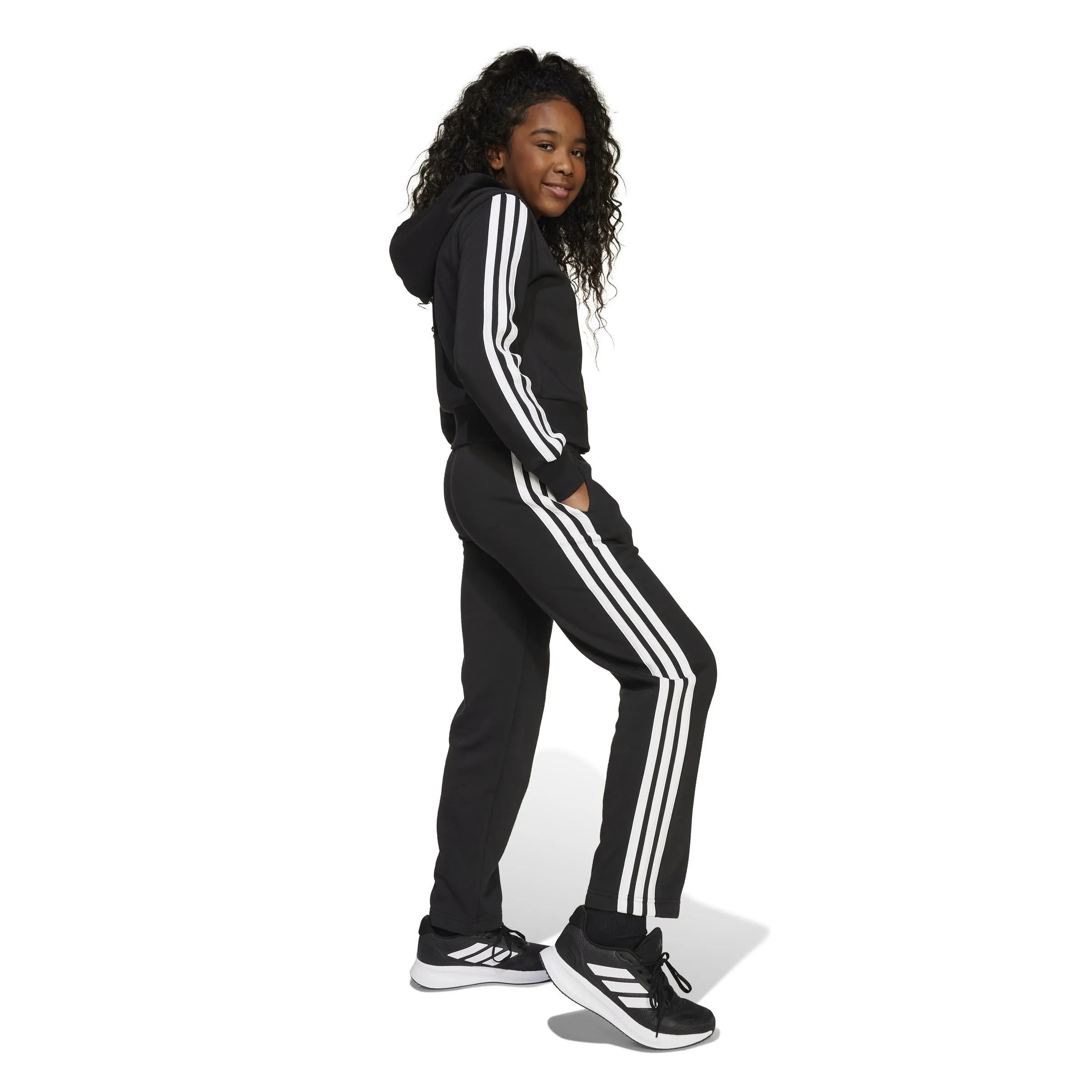 Adidas JG 3S FL TS 240 Kinder Trainingsanzug schwarz/weiß