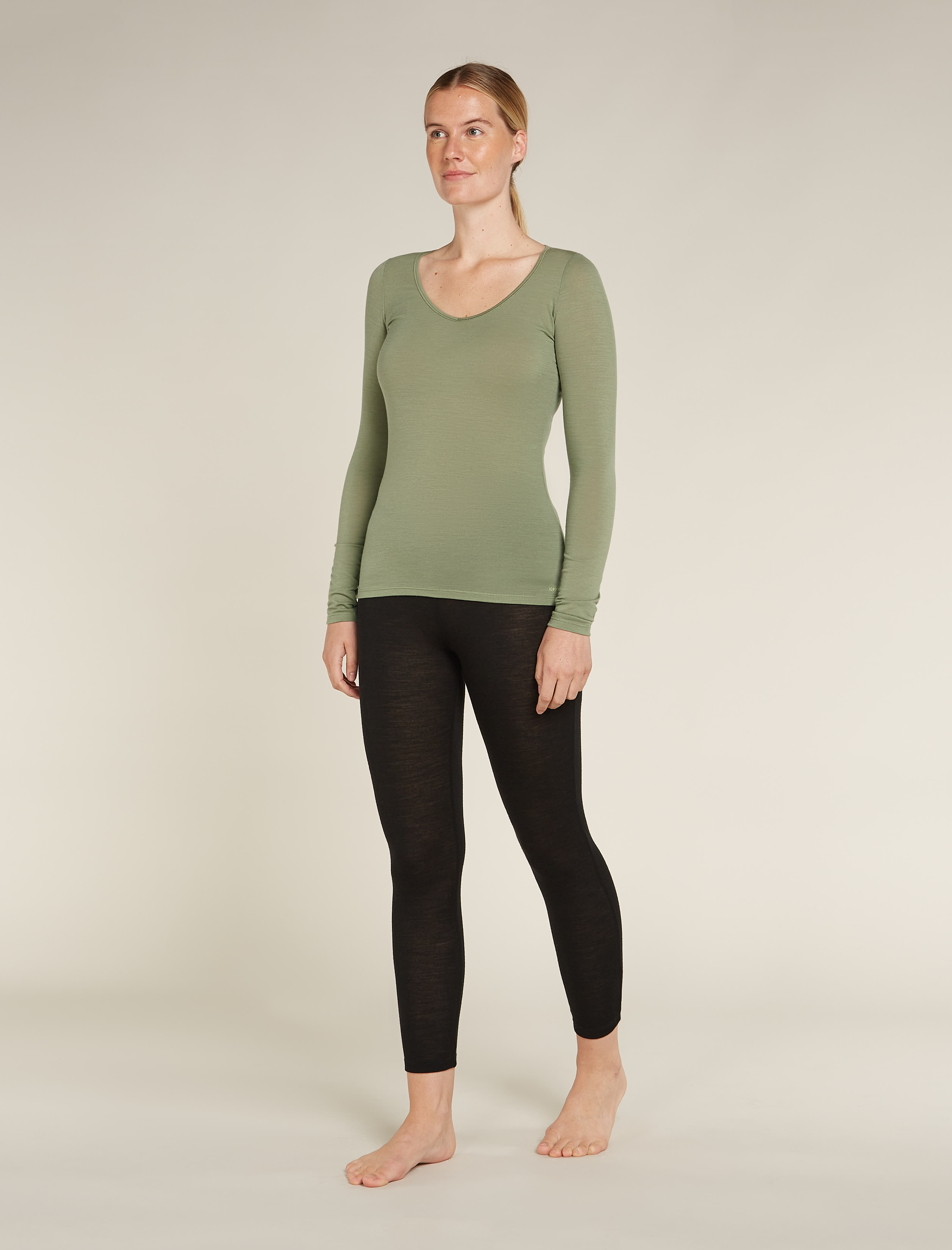 Icebreaker Siren LS Sweetheart Damen Langarmshirt grün