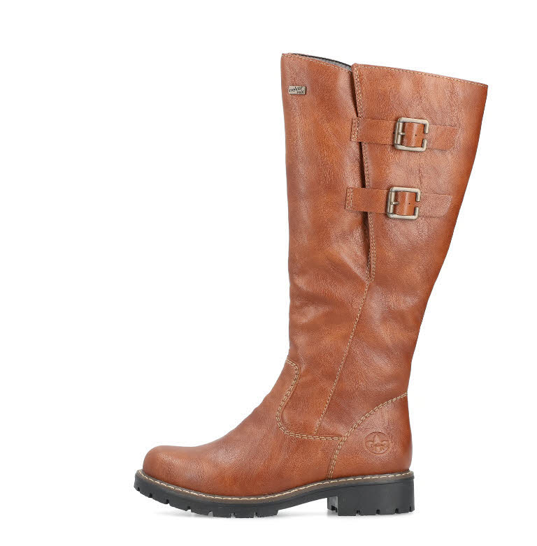 Rieker Damen Hochschaftstiefel Slipper gefüttert karamellbraun