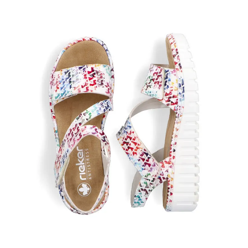 Rieker Damen Keilsandaletten weiß multicolor