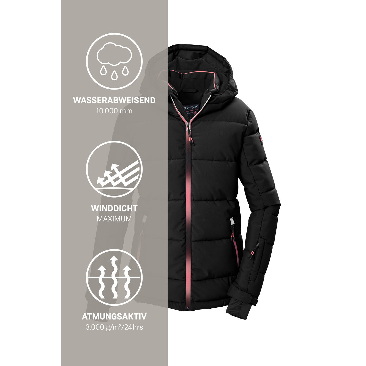 Killtec KSW 186 GRLS SKI JCKT Mädchen Skijacke Winterjacke schwarz