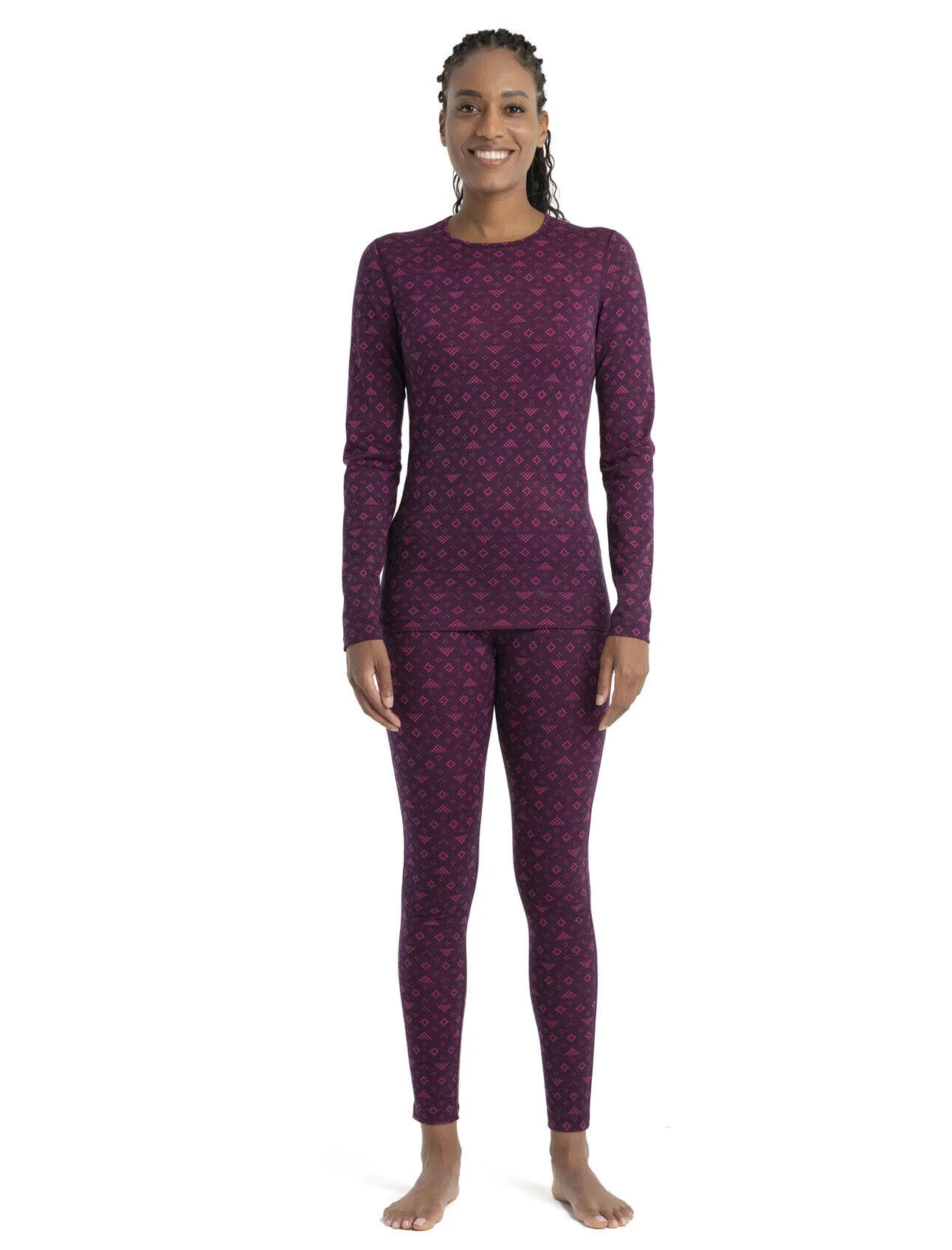 Icebreaker Merino 200 Oasis Damen Thermo Langarmshirt First Snow Unterwäsche lang lila