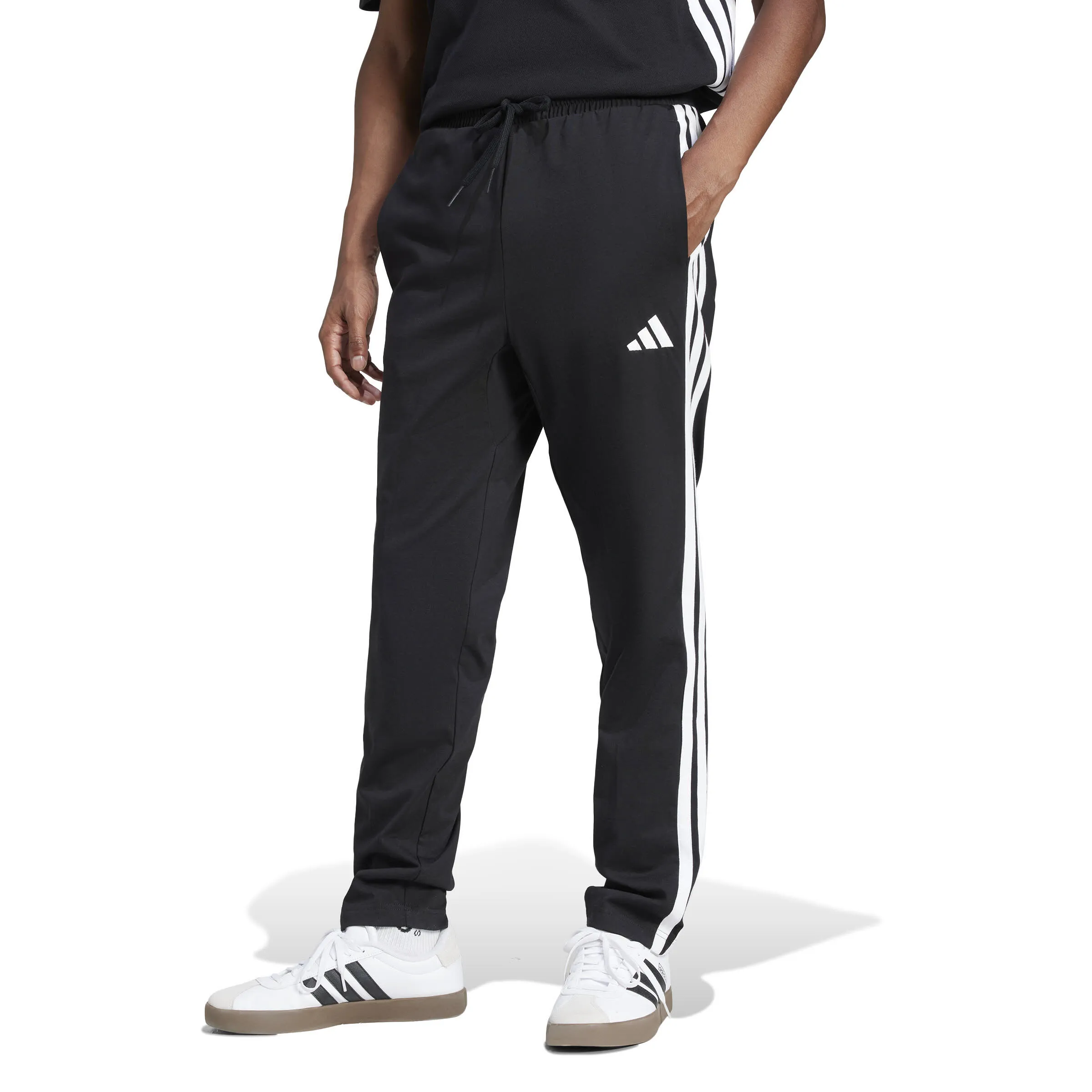 adidas Essentials 3-Streifen Single Jersey Hose Jogginghose Herren schwarz