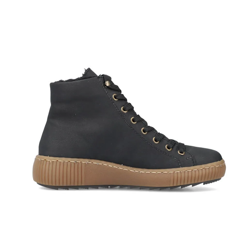 Rieker Damen Schnürstiefel Stiefeletten schwarz