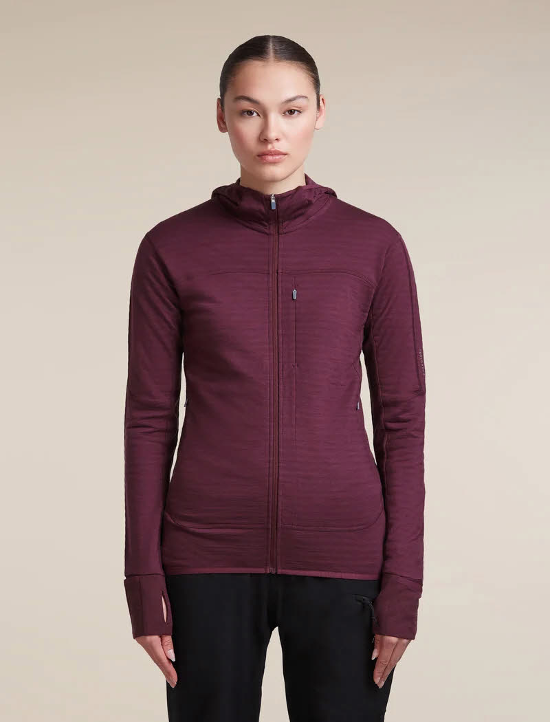 ICEBREAKER DA MER 300 REALFLEECE DESC LS ZIP HOODY Damen Skirolli rot