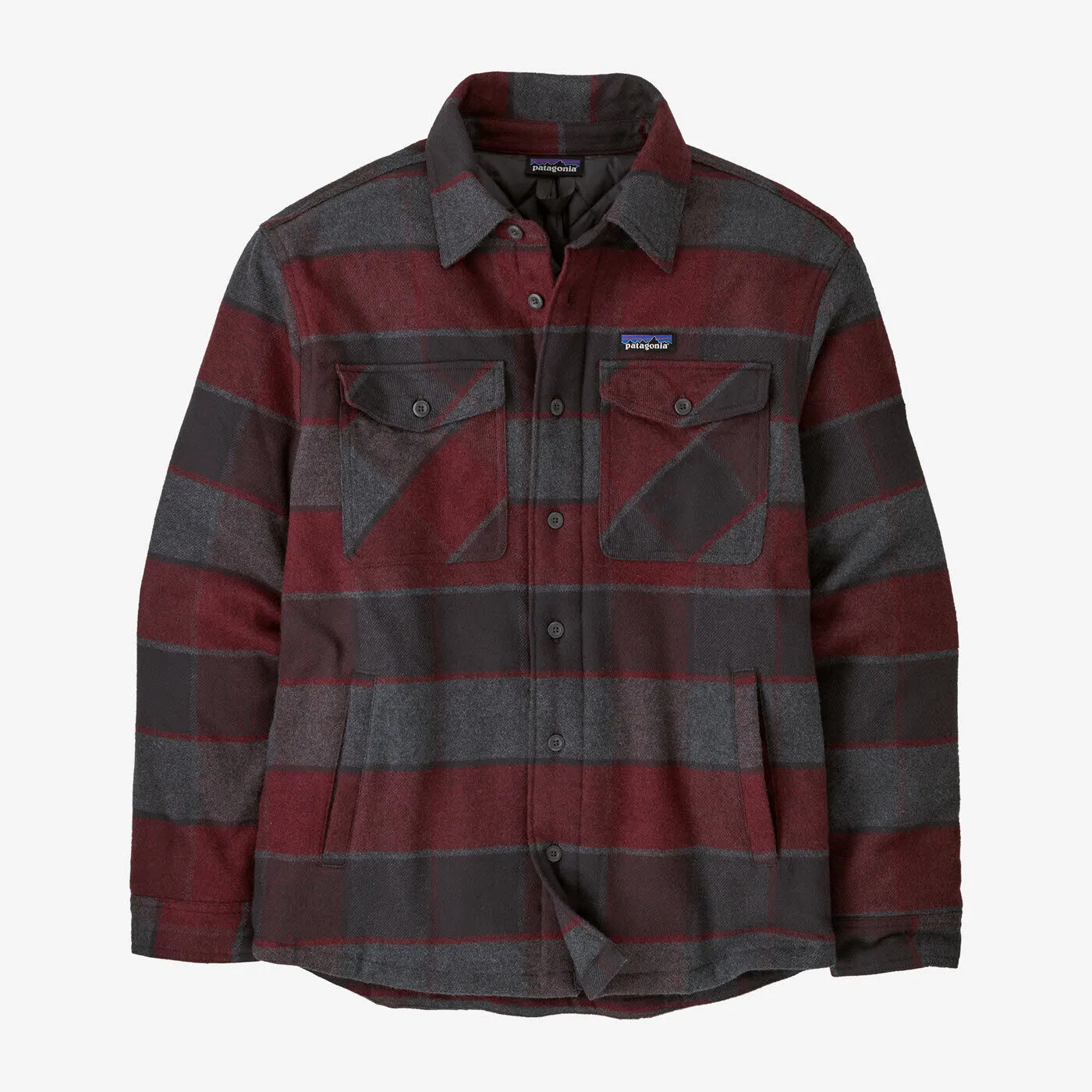 Patagonia Men's Lightweight Insulated Fjord Flannel Shirt Hemd Herren rot grau