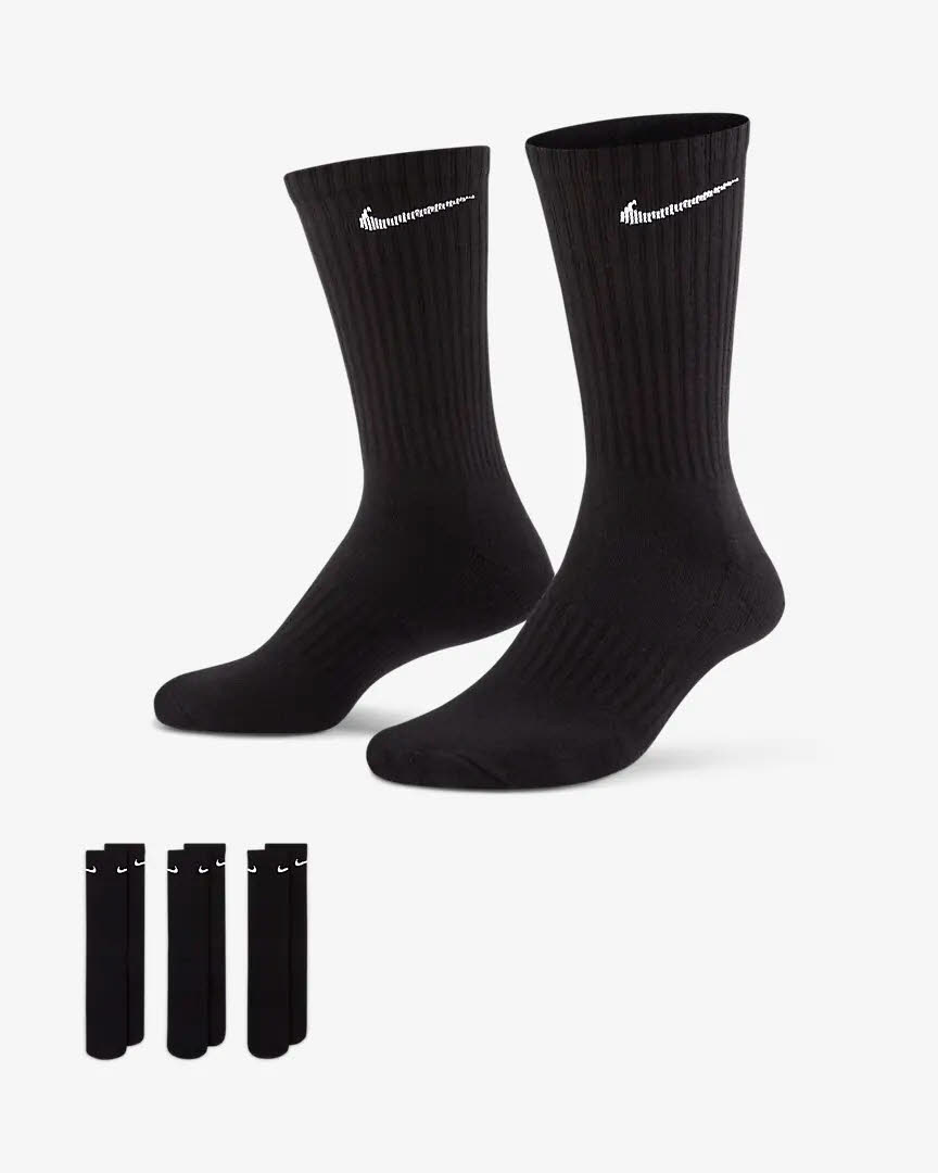 Nike Everyday Cushioned unisex Freizeit Socken Schwarz NEU