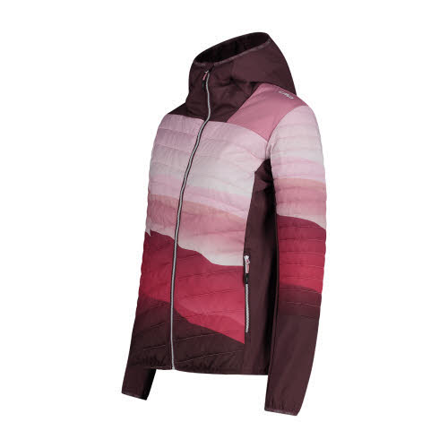 CMP Hybrid Damen Daunenjacke Rot Weiß Rosa