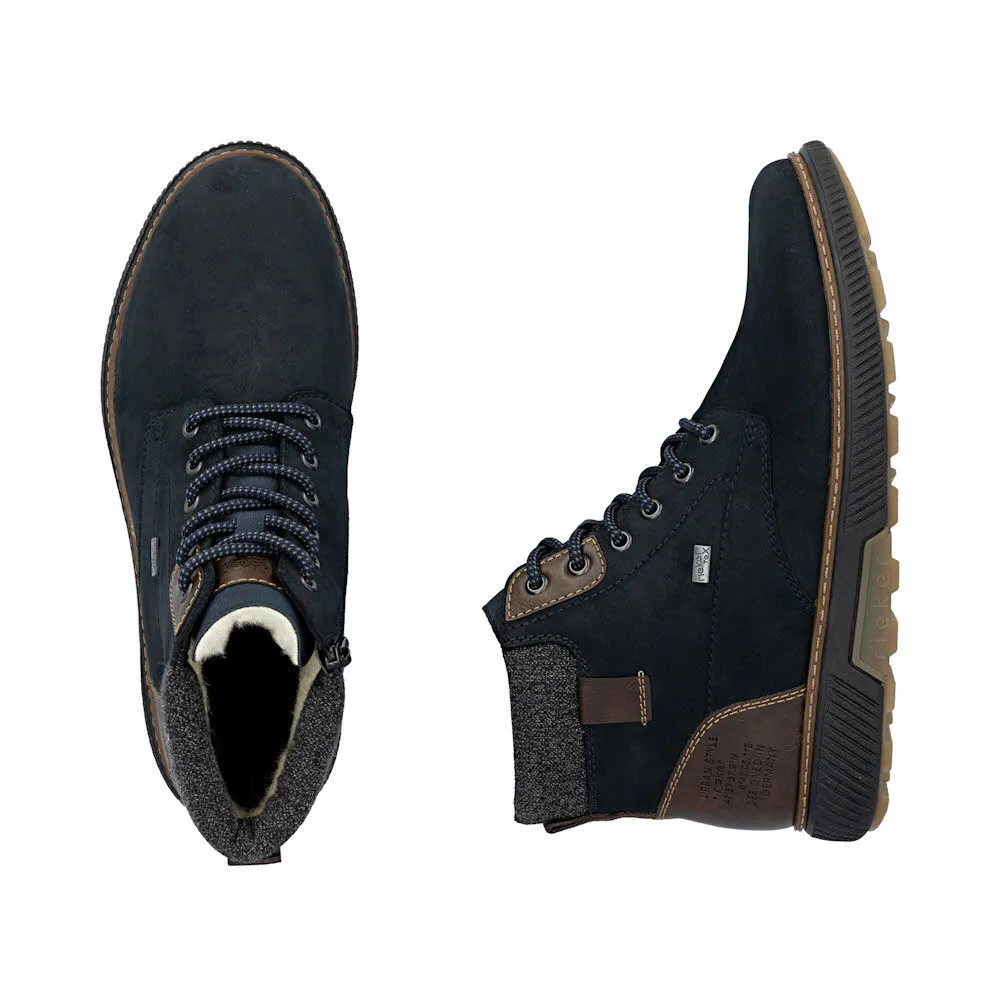 Rieker Herren Schnürstiefel Freizeitstiefel Stiefelette gefüttert dunkelblau