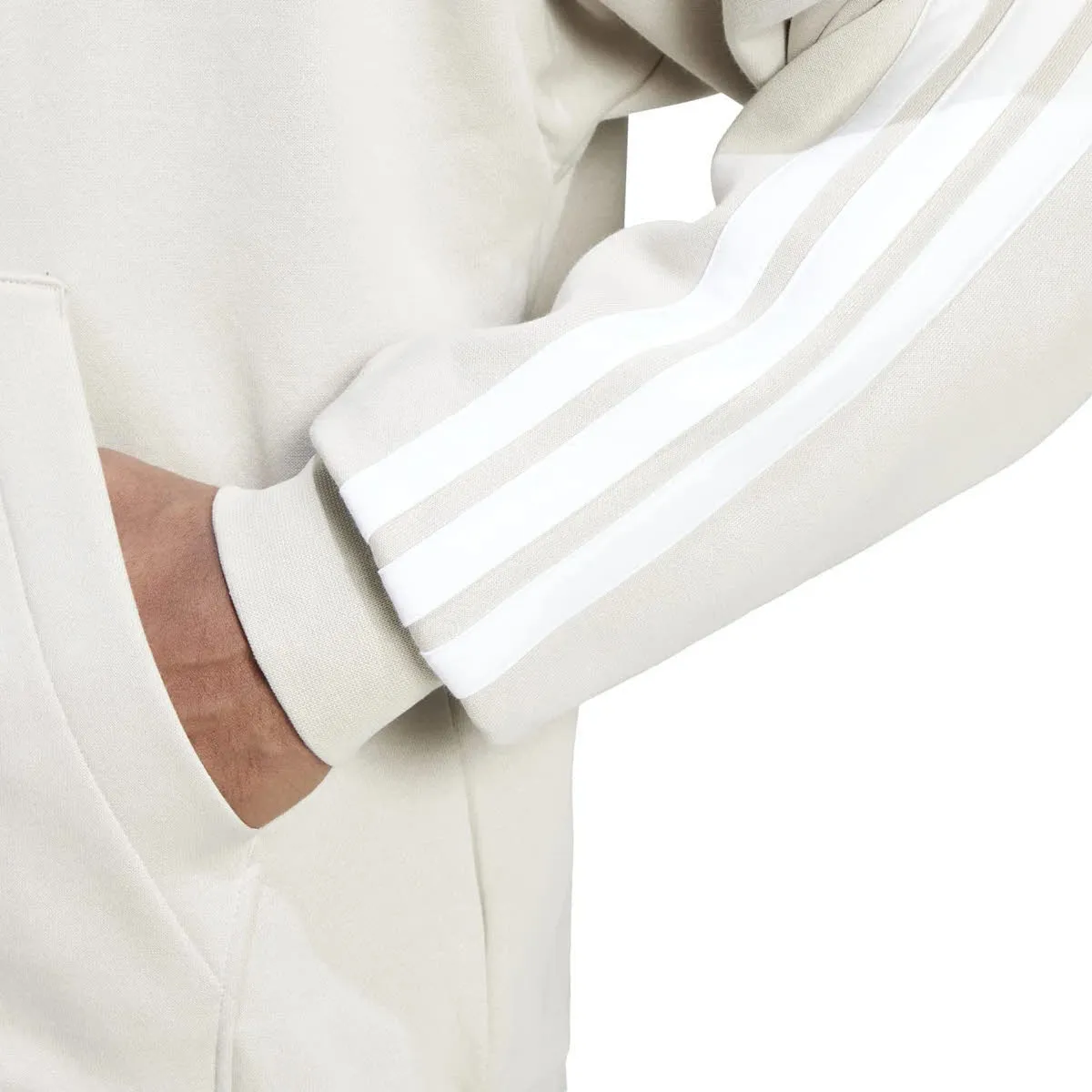 adidas M 3S FL FZ HD Herren Kapuzenjacke beige