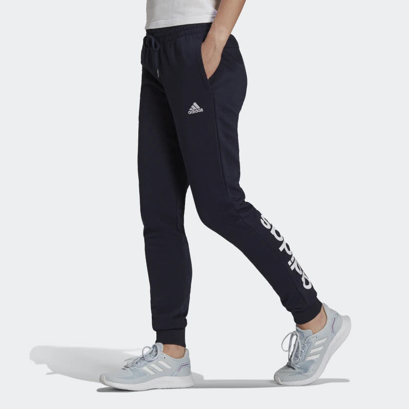 adidas W LIN FT C Damen ESSENTIAL slim fit Jogginghose Trainingshose schwarz