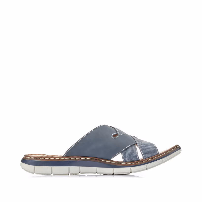 Rieker Pantolette Herren Hausschuhe blau