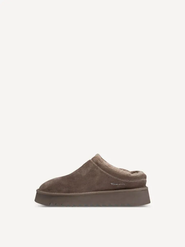 Tamaris Women Sabot Damen Hausschuhe Pantoffel taupe