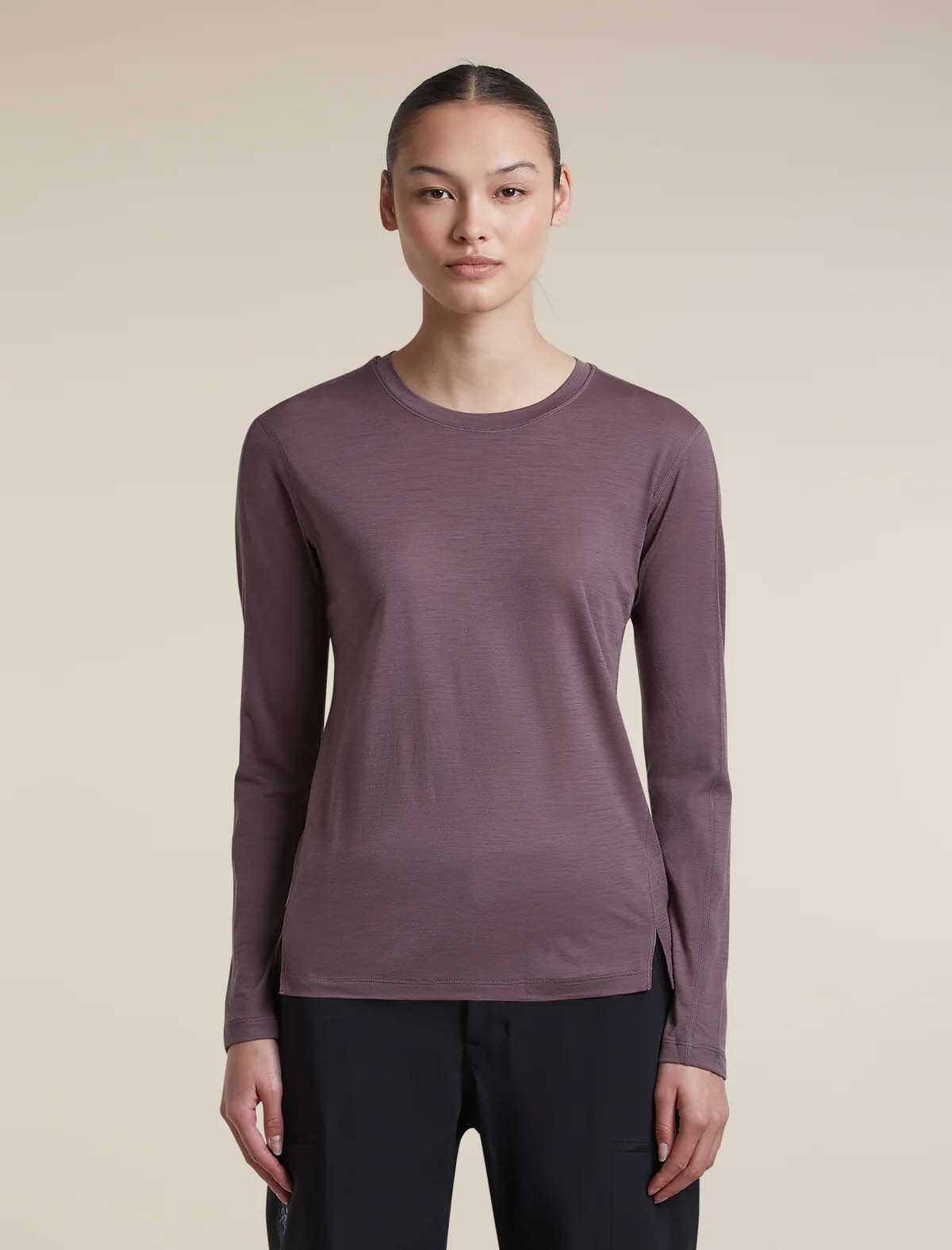 Icebreaker Mer 150 Ace LS Tee Damen Langarmshirt grey / plum