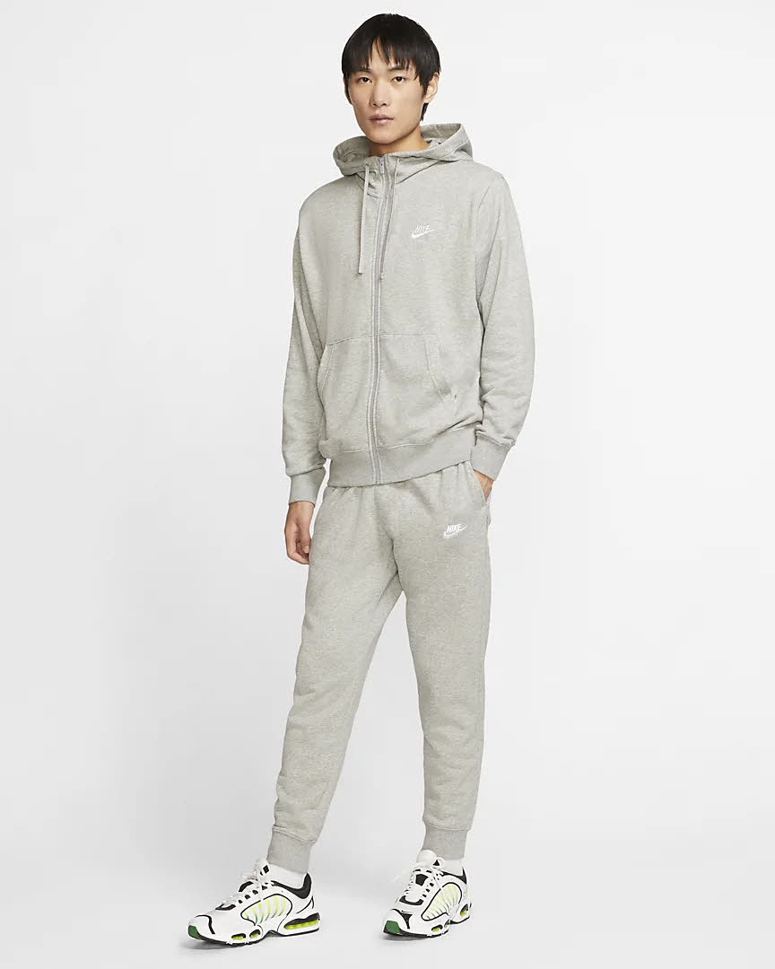 Nike M NSW CLUB HOODIE FZ FT Herren Sweatjacke Kapuzenjacke Sportweste grau NEU