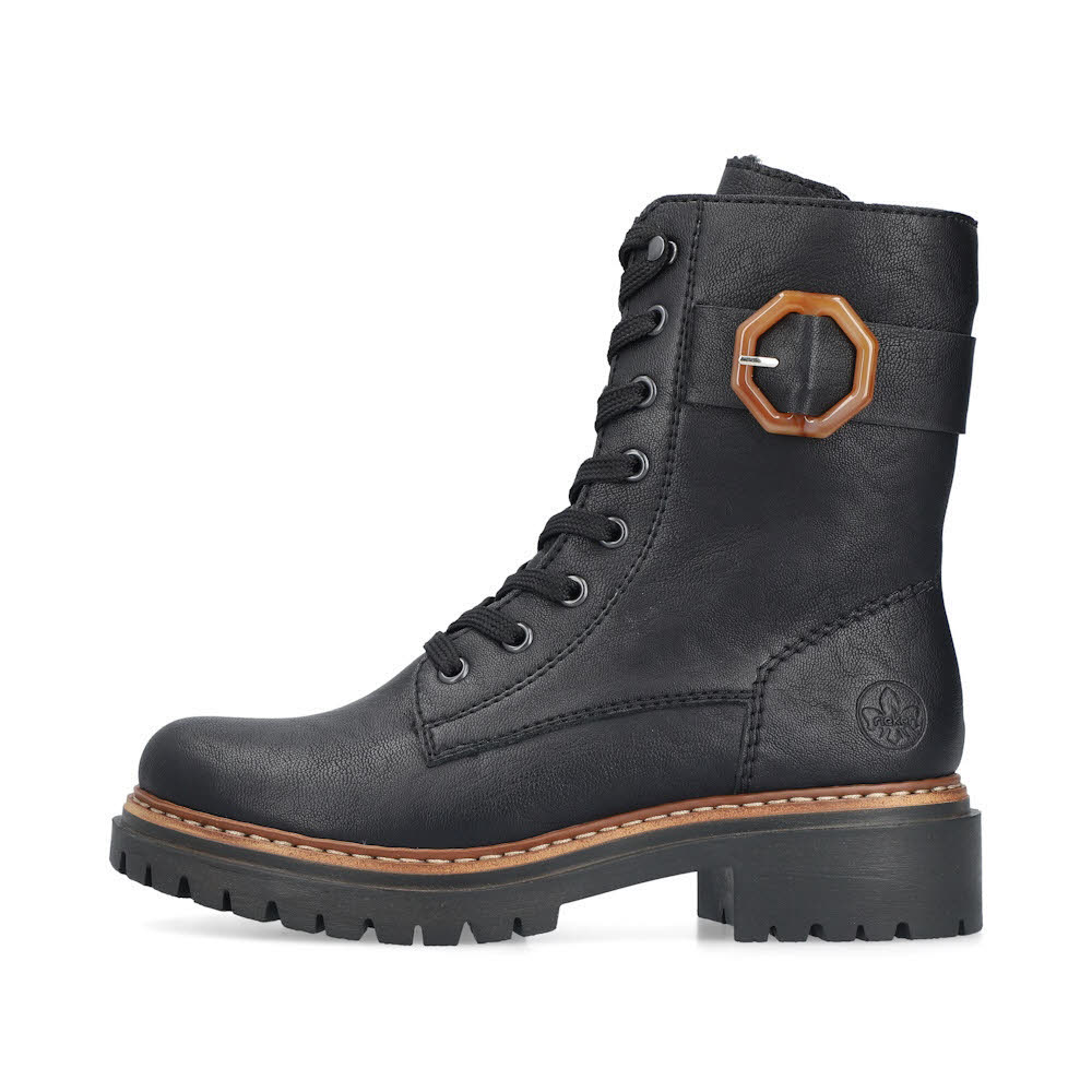 Rieker Damen Schnürstiefel Freizeitstiefel Stiefelette gefüttert schwarz