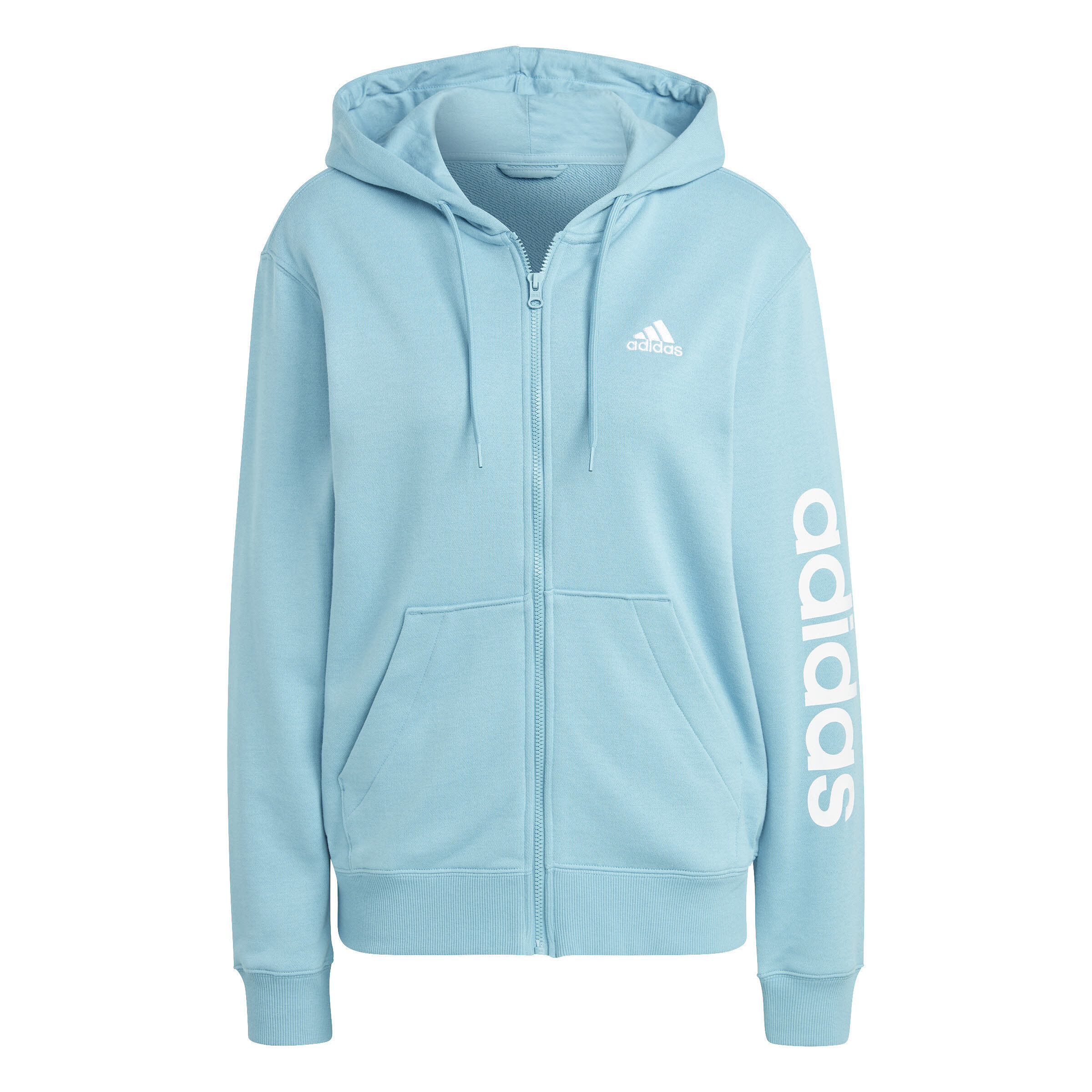 adidas 	Essentials Linear French Terry Kapuzenjacke Damen hellblau