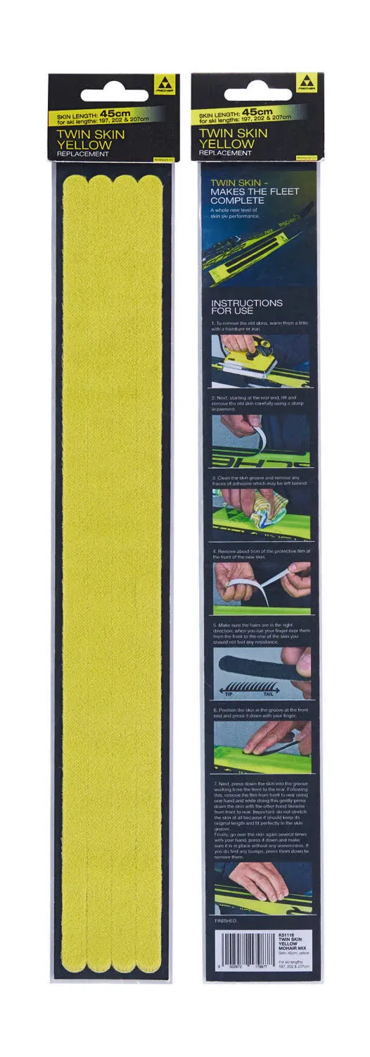 Fischer Fell TWIN SKIN YELLOW MOHAIR MIX Langlaufskifelle gelb