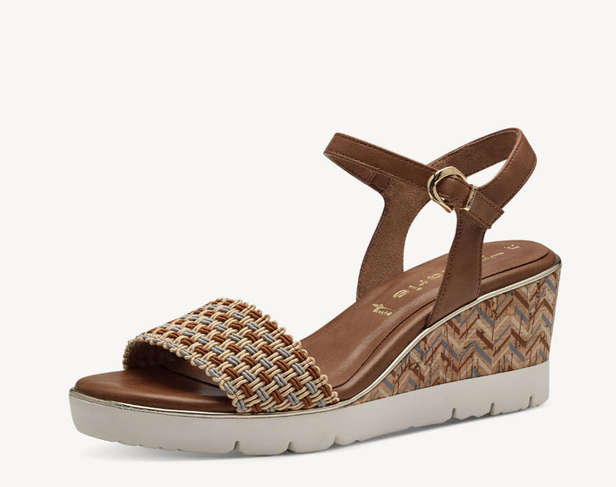 Tamaris Damen Sandalen Sandaletten Absatzschuhe Modeschuhe braun