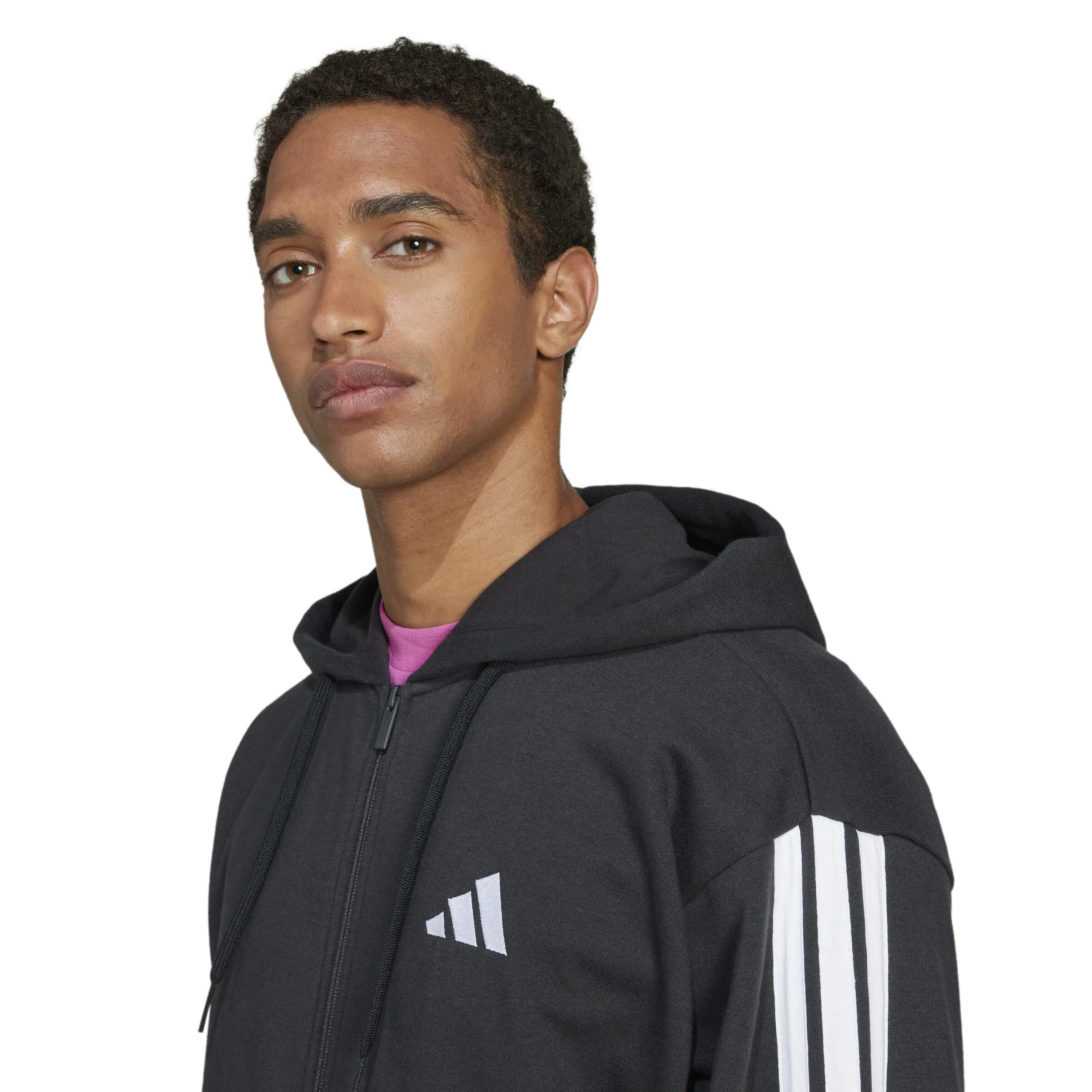 adidas Essentials 3-Streifen French Terry Kapuzenjacke Herren schwarz