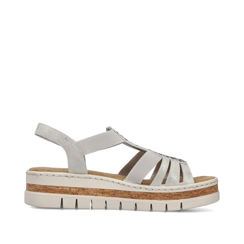 Rieker FSK Damen Sandalen Keilsandaletten silber