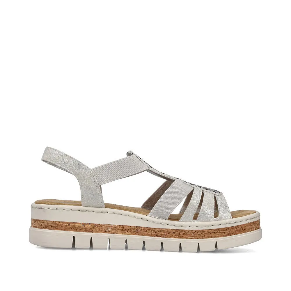 Rieker FSK Damen Sandalen Keilsandaletten silber