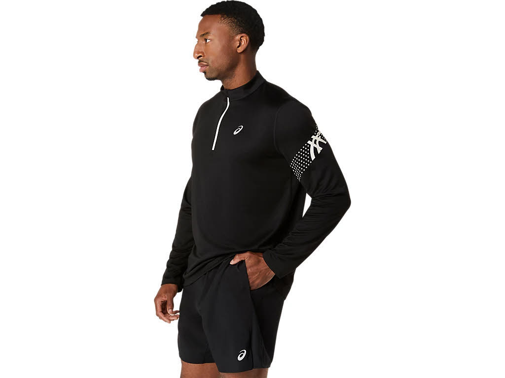 Asics ICON LS 1/2 ZIP TOP Herren Laufoberteil Langarmshirt schwarz