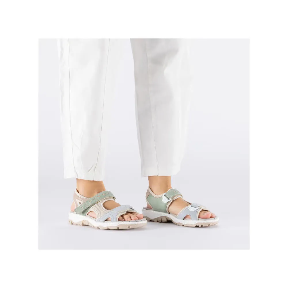Rieker FSK Damen Sandalen Trekkingsandalen beige/grün/blau