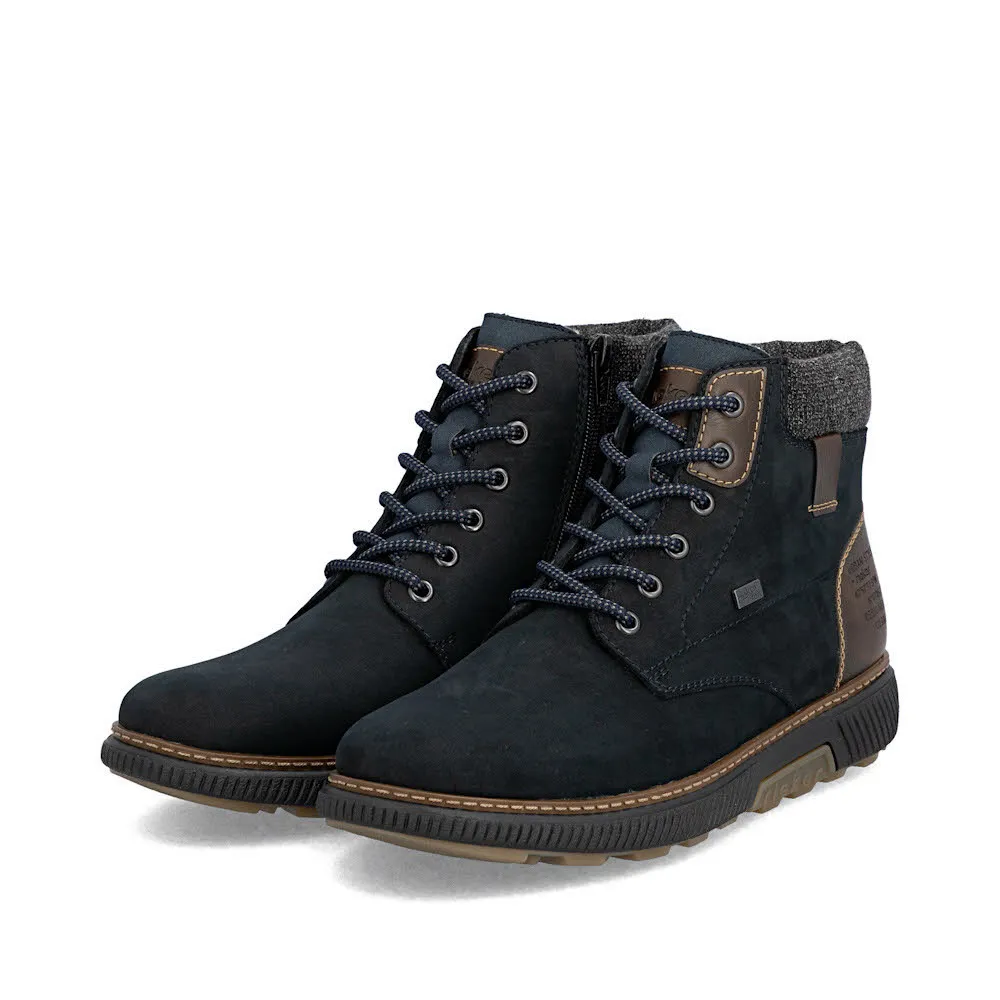 Rieker Herren Schnürstiefel Freizeitstiefel Stiefelette gefüttert dunkelblau