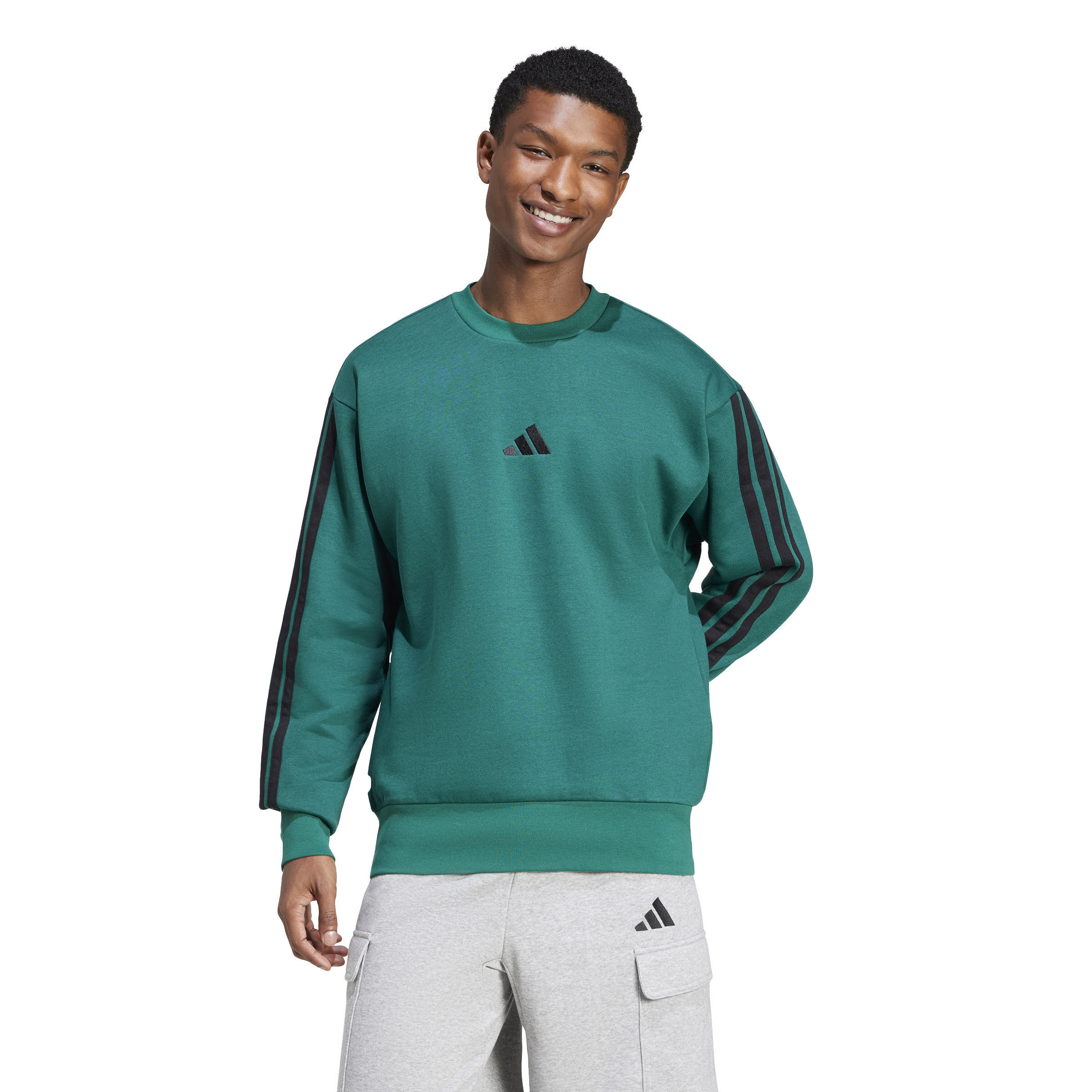 adidas HE 3S FL SWT Herren Sweatshirt grün