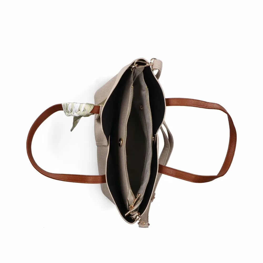 Rieker Damen Shopper Umhängetasche beige