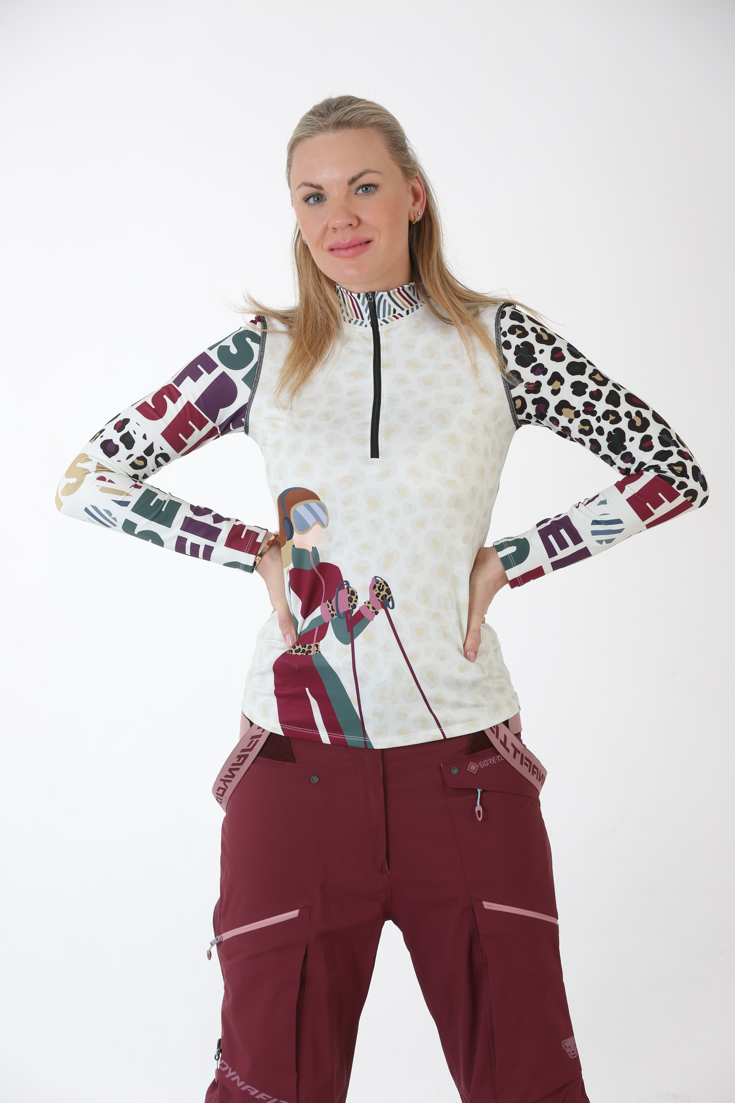 FreiSein Project SOCOLD Damen Skirolli Midlayer beige gemustert