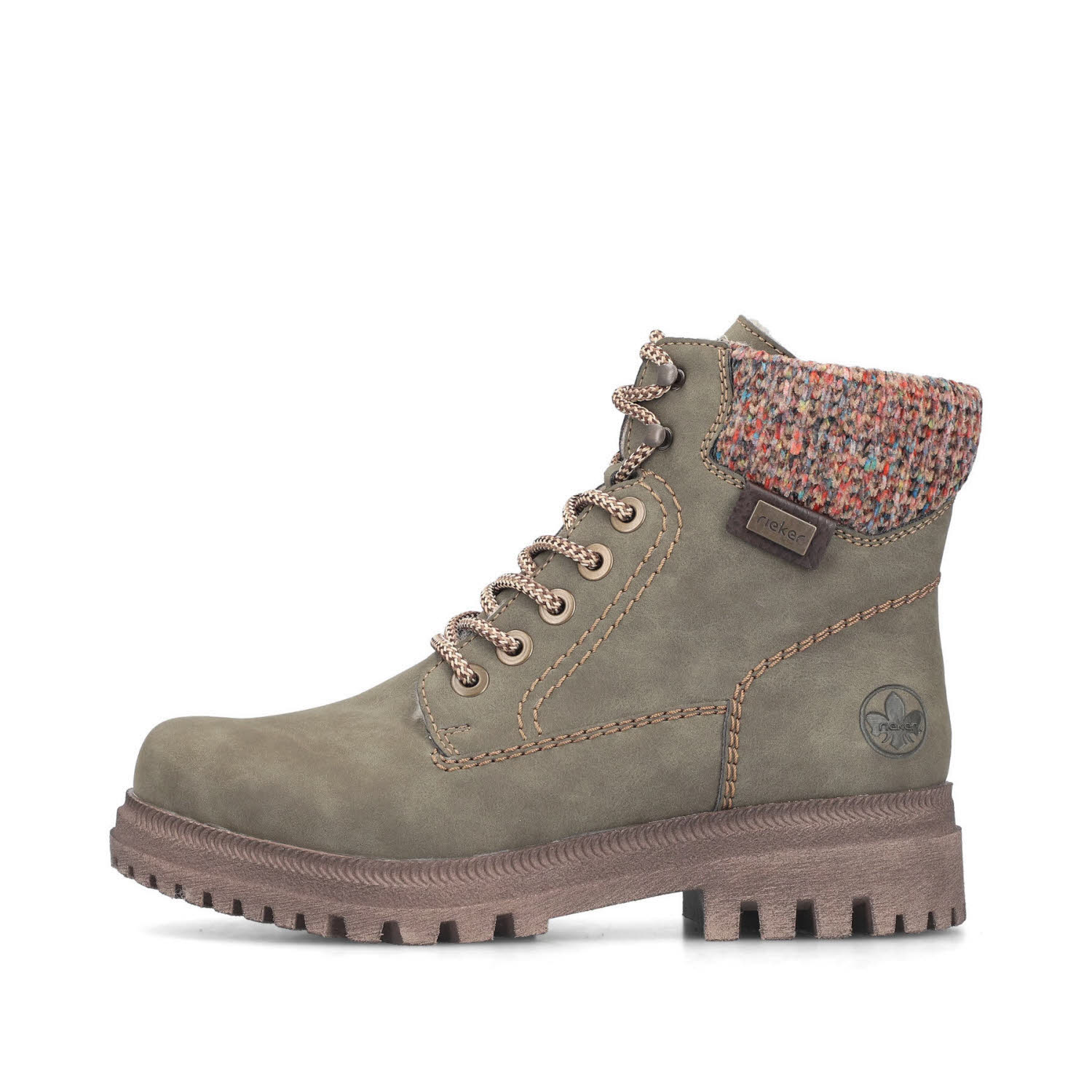 Rieker HWK Damen Stiefel Damen Schnürstiefel Winterstiefel grün