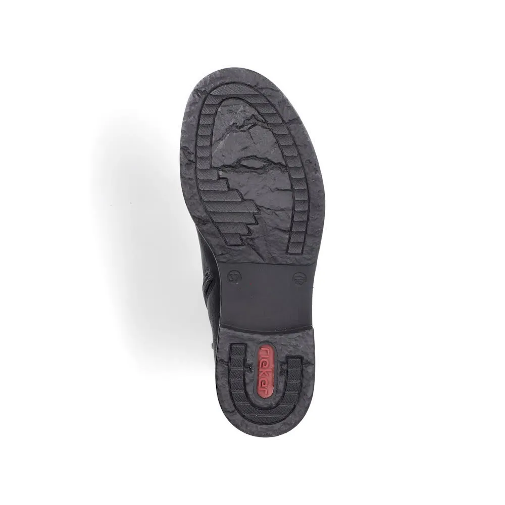 Rieker Schnürstiefel Damen Freizeitstiefel Kurzstiefel schwarz
