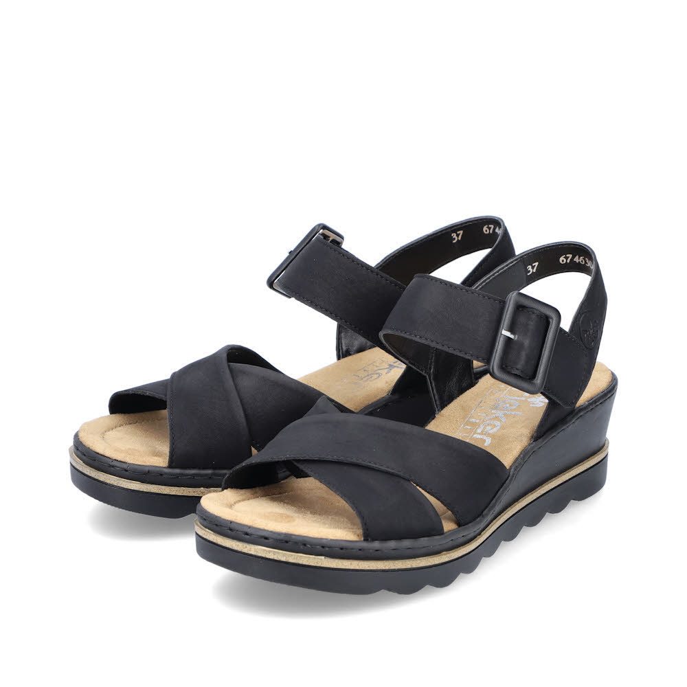 Rieker FSK Damen Sandalen Sandaletten schwarz