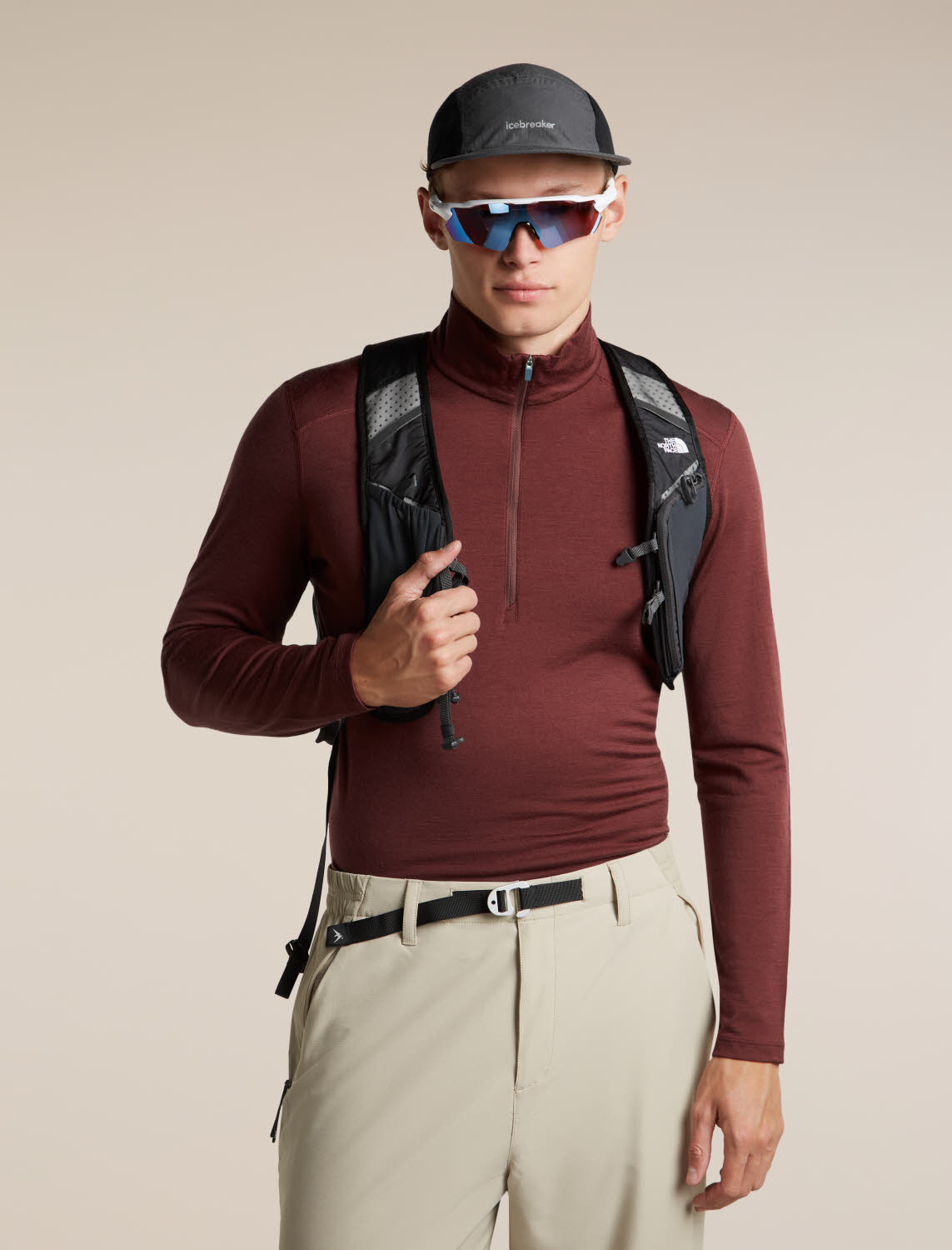 ICEBREAKER HE 200 Oasis LS Half Zip Herren SKirolli rot/port