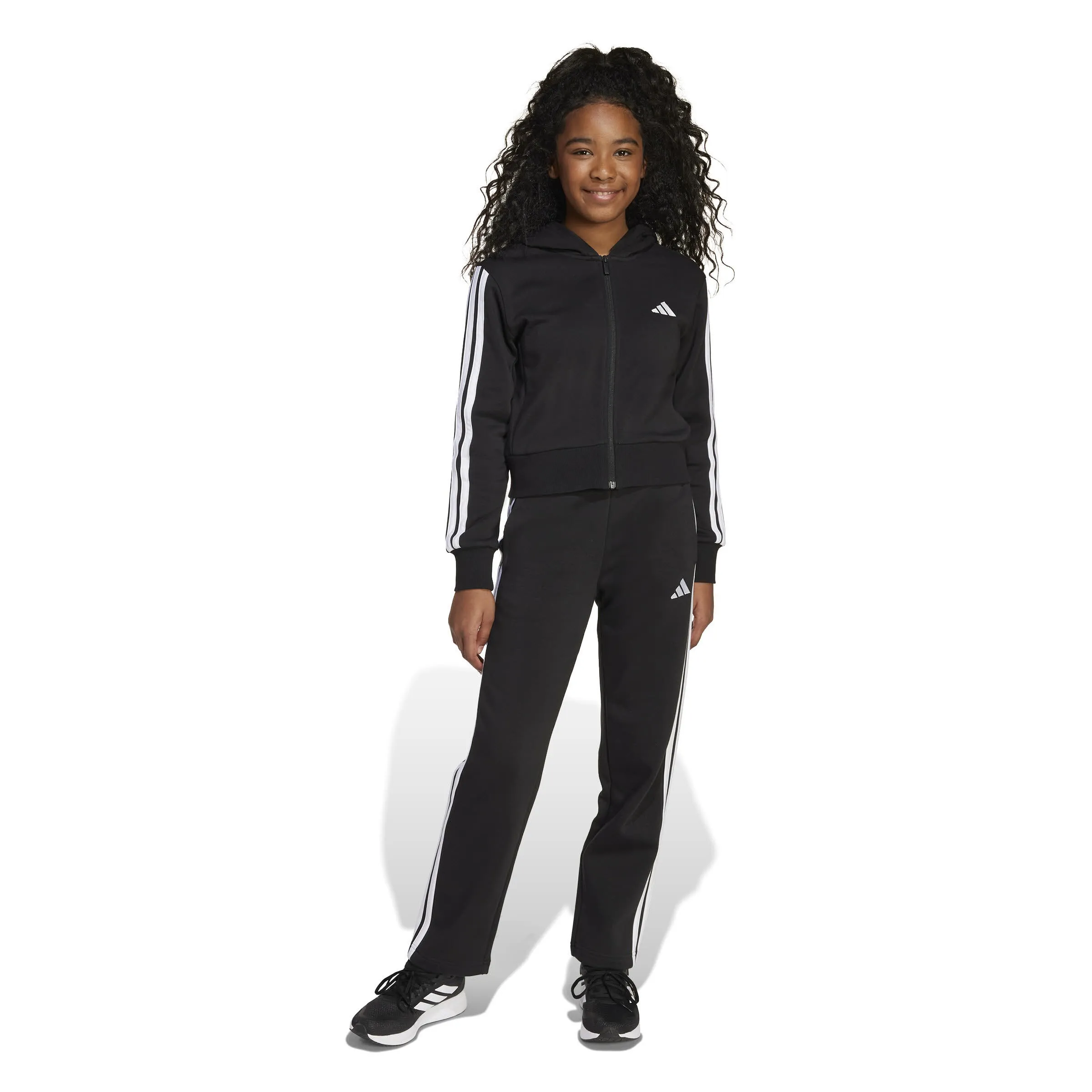 Adidas JG 3S FL TS 240 Kinder Trainingsanzug schwarz/weiß