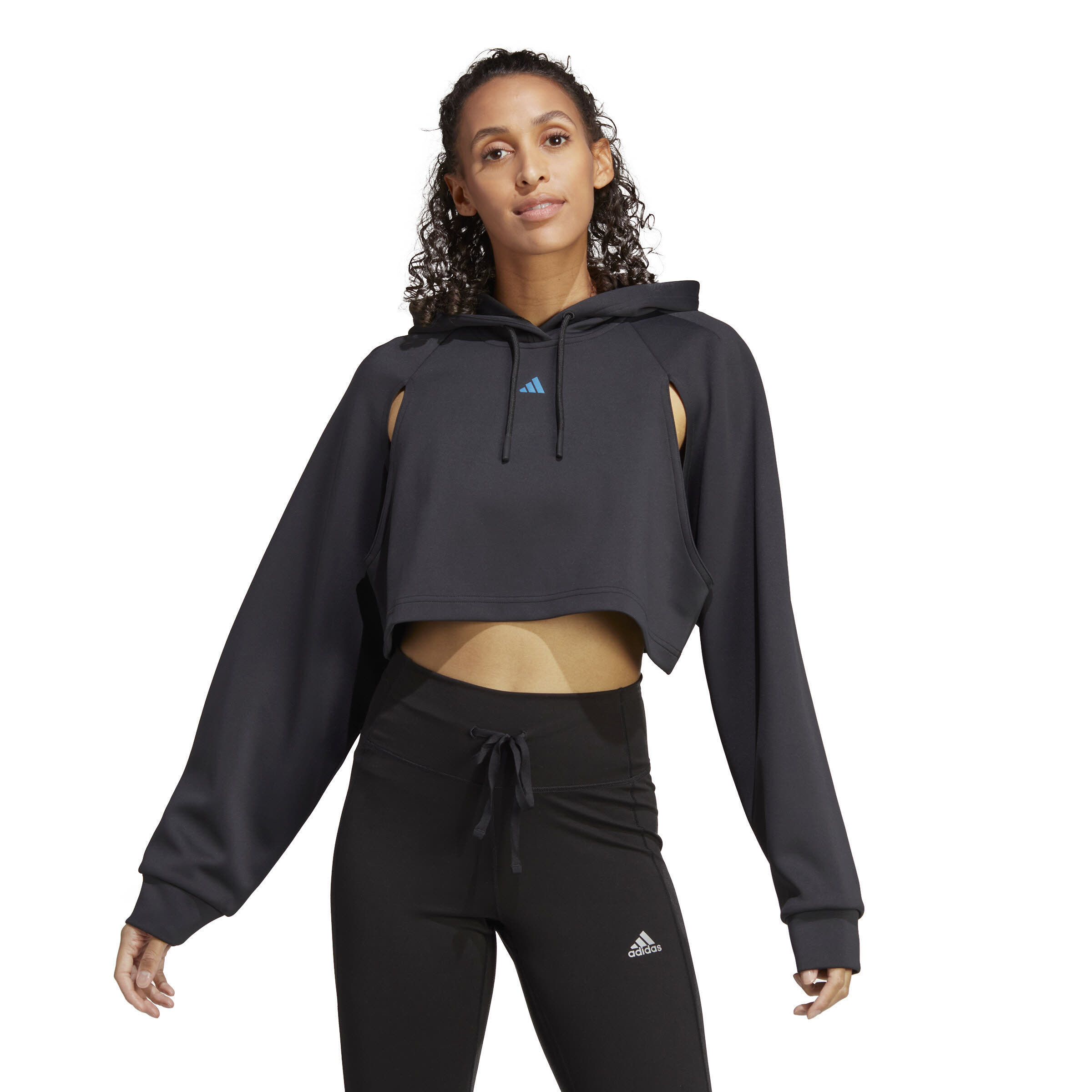 adidas HIIT AEROREADY Crop Damen Hoodie Schwarz