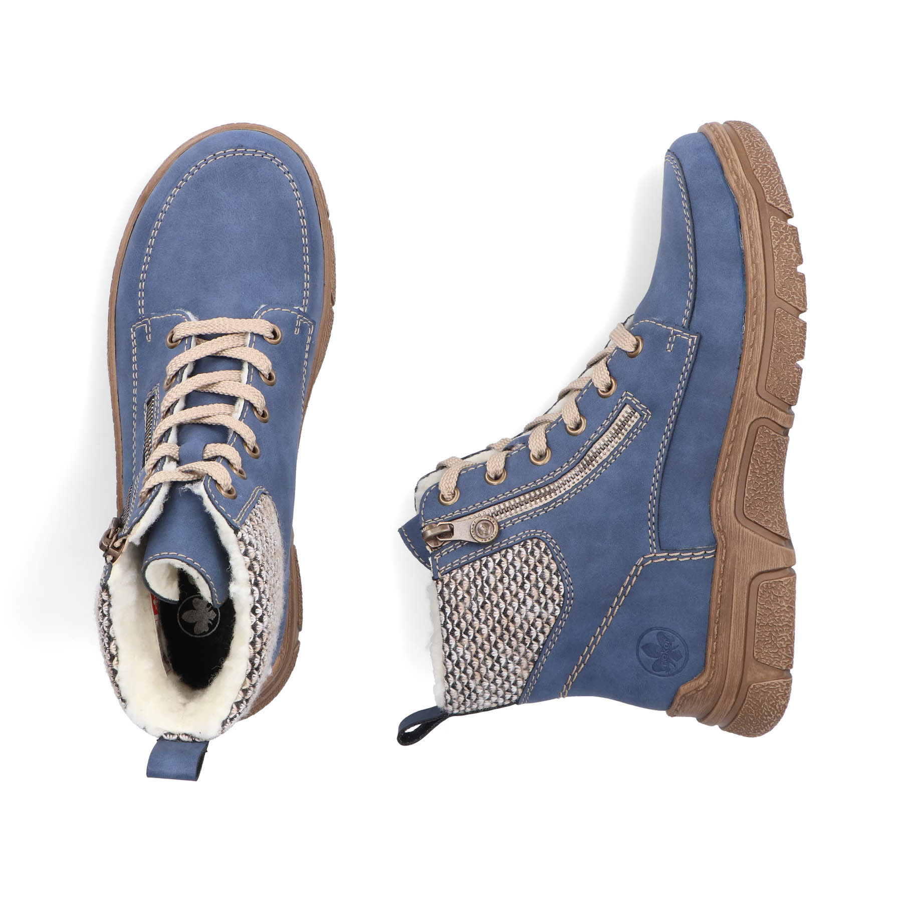 Rieker Damen Schnürstiefel blau