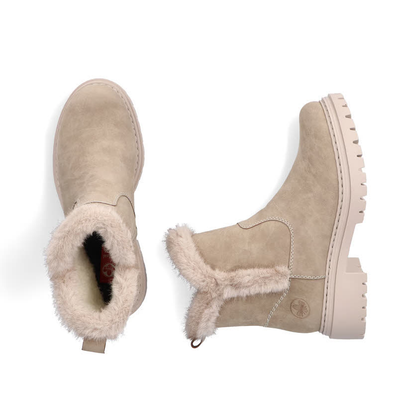 Rieker Damen Stiefeletten Kurzstiefel gefüttert beige