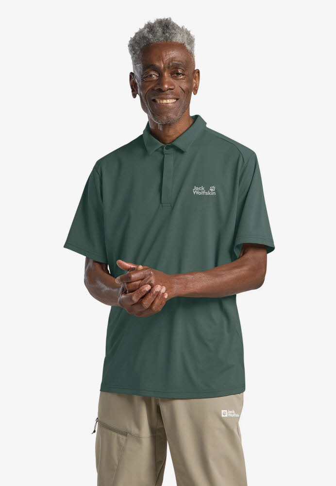 Jack Wolfskin DELGAMI POLO Herren Poloshirt Funktionspolo dunkelgrün